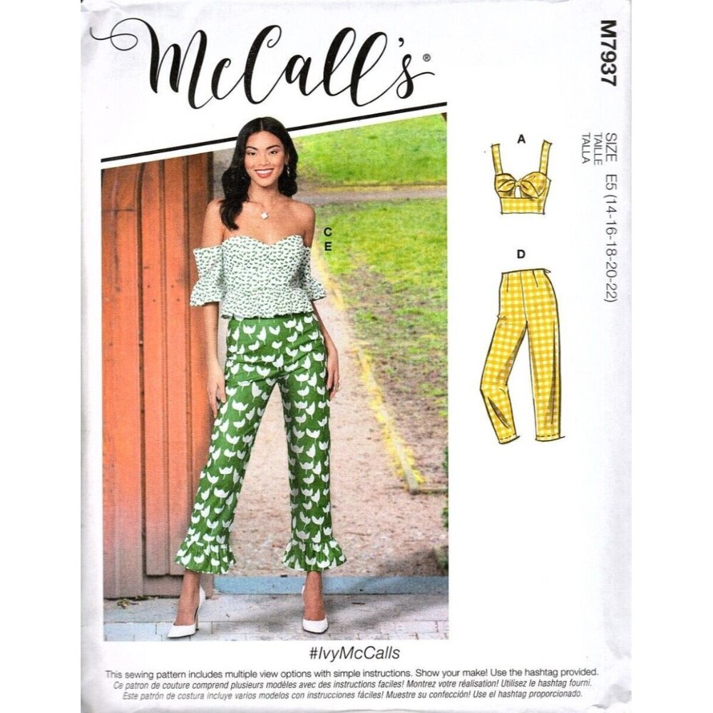McCall's M7937 Misses 14 to 22 Semi Fitted Top and Pants Uncut Sewing Pattern